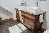 Hard Wood and Concrete Top Custom Double Sink Bathroom Vanity
