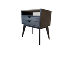 Aby - Two Drawers Maple Wood & Concrete Top Mid-Century Bed Side Table Nightstand