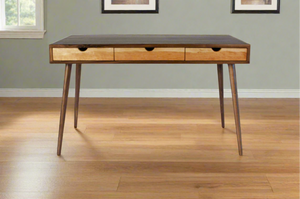 Mid-Century Black Walnut Office Desk with Cherry Wood Drawers