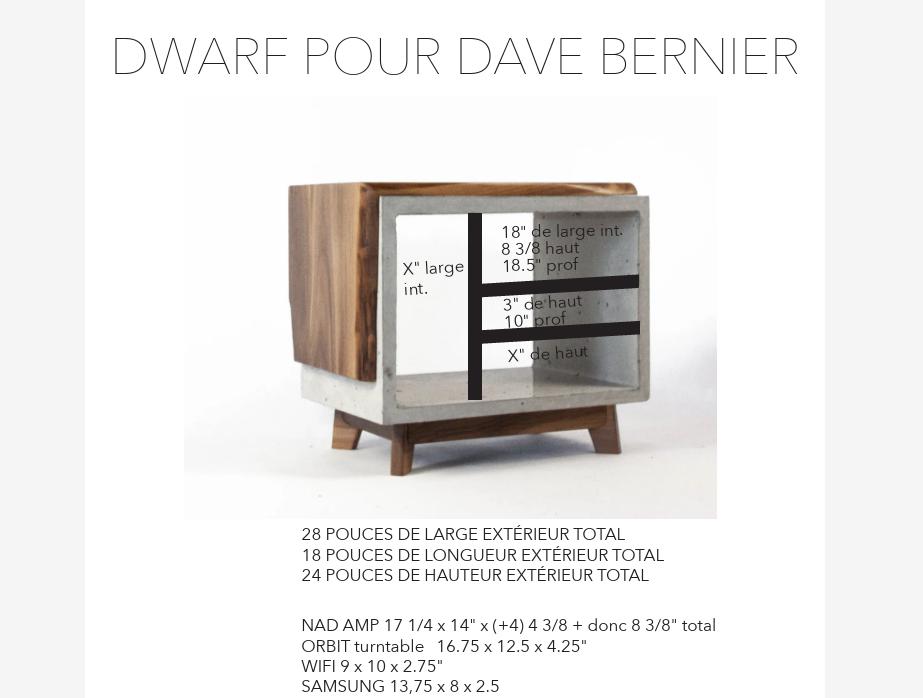 Table Dwarf pour Dave Bernier