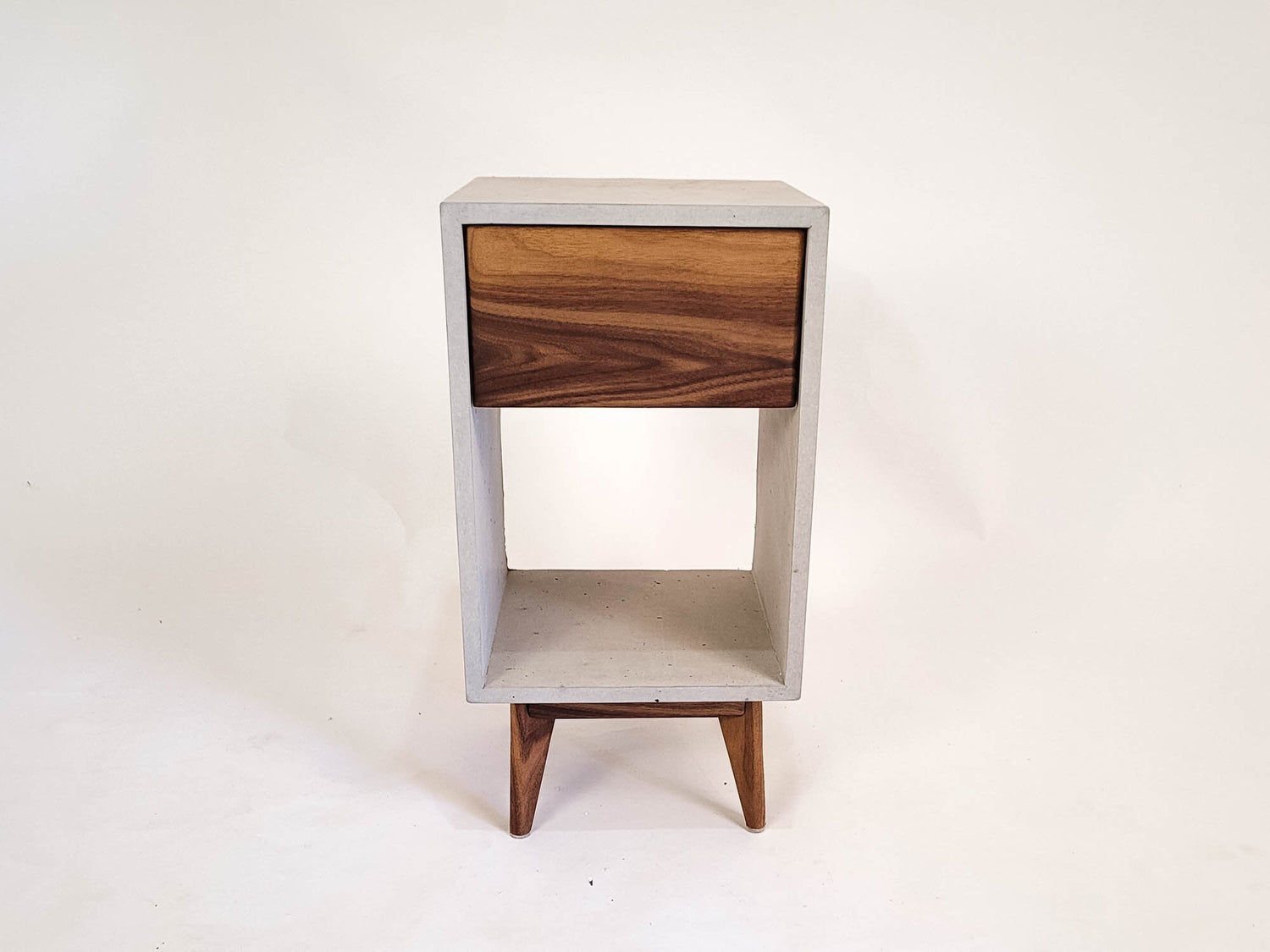 Classic Straight - Concrete Cube Straight Edge Solid Black Walnut Wood Drawer  Nightstand Bed Side Table