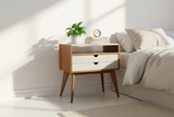 AbyGray  - Black Walnut & Concrete Top Drawers Mid-Century Modern Nightstand