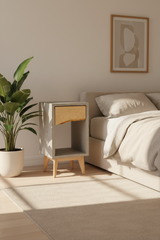 Concrete Box & Live Edge Maple Wood Drawer Nightstand