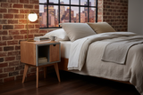 Half n' Half - Concrete & Live Edge Cherry Wood with Drawer Mid-Century Bed Side Table