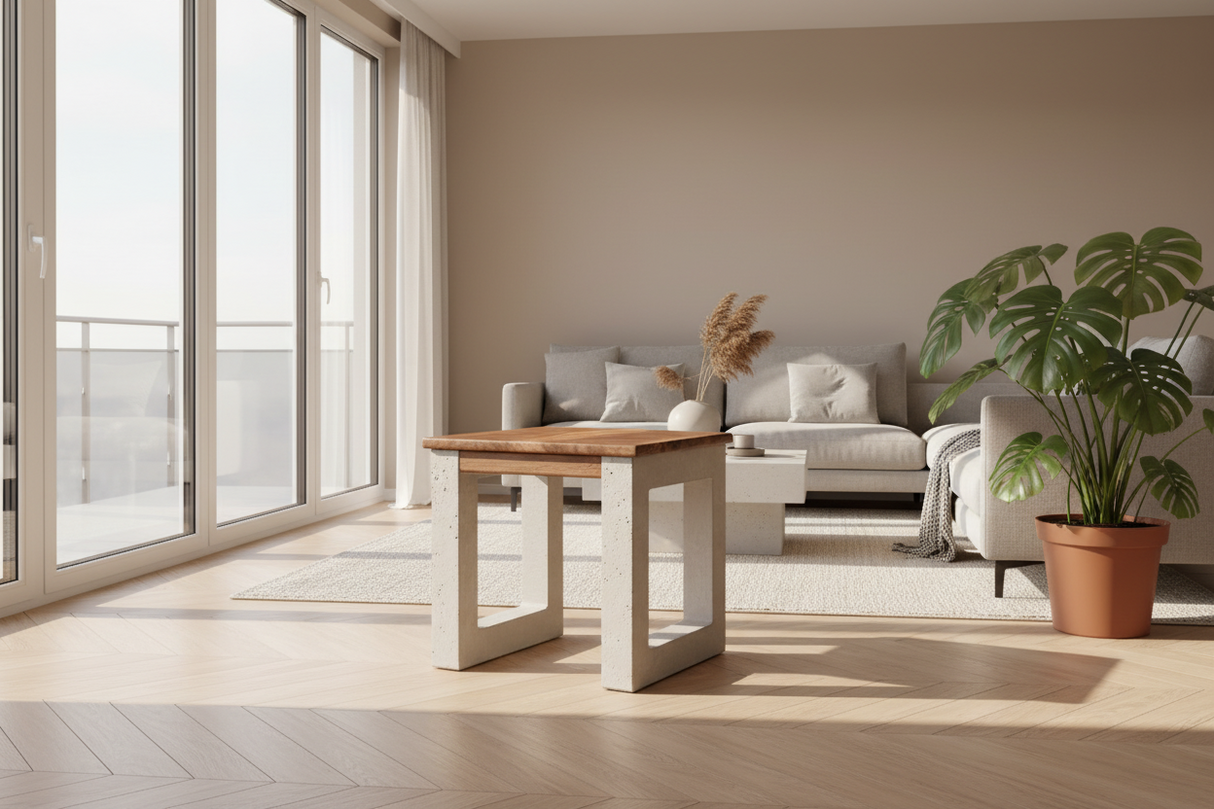 La Regis - Black Walnut & Concrete Legs Side Table