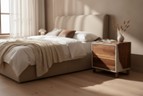 Concrete and Live Edge Walnut Wood Nightstand