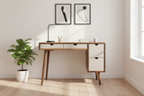 The Executive - Mid-century Modern Black Walnut Office Desk with Versatile Storage Space