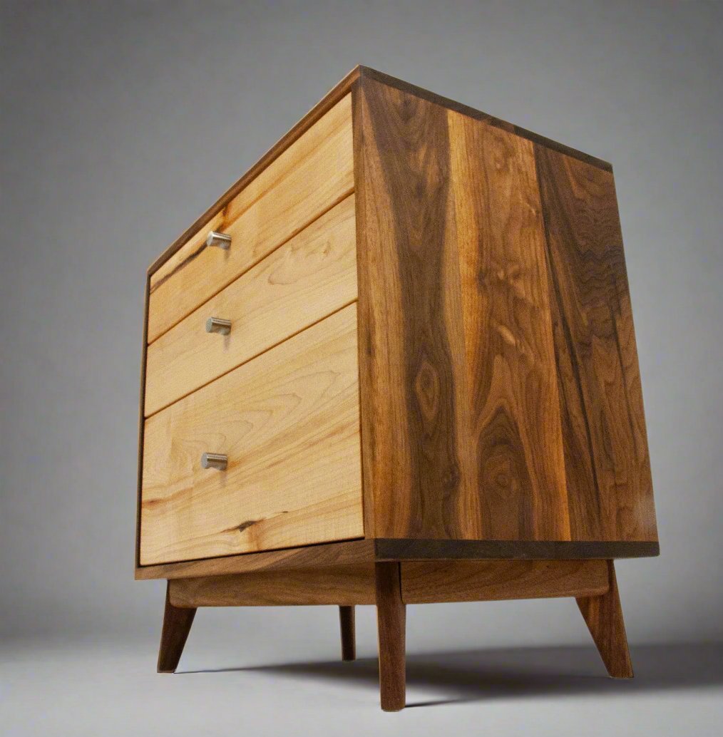 The Hiro - Mid-century Modern Black Walnut Dresser or Large Nightstand.