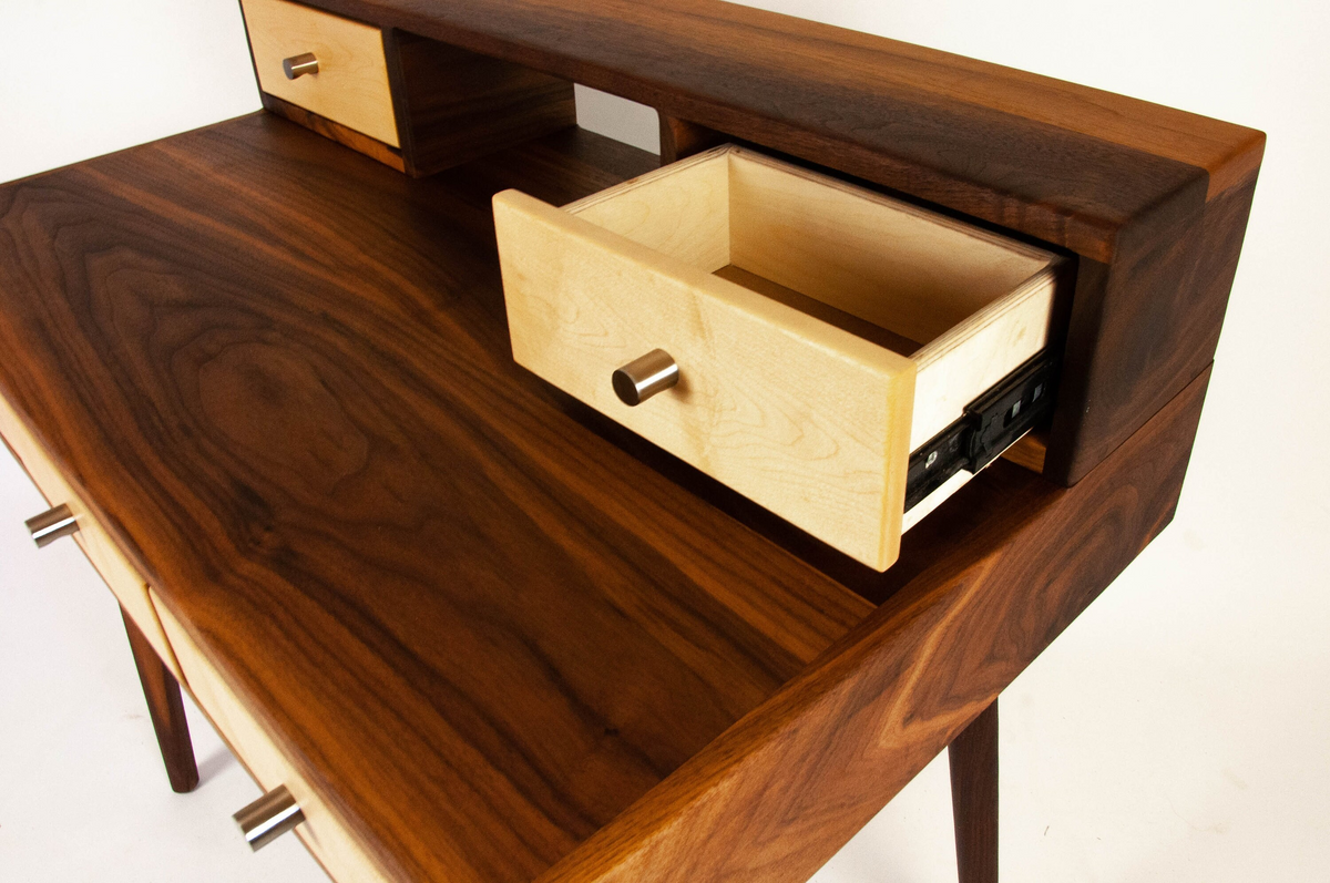 Maple Drawers La Huche Maple Drawers - Mid-Century Modern Black Walnut Office Desk w ...