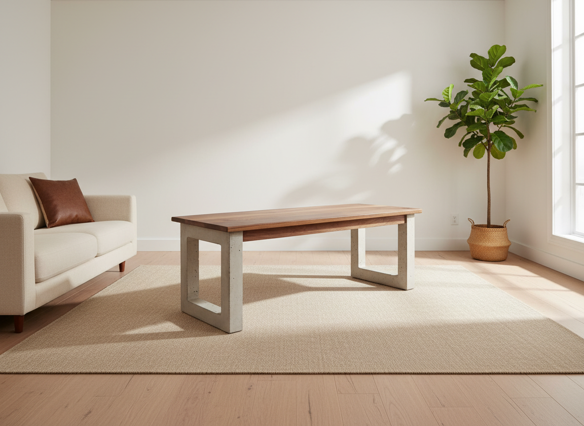 La Regis - Black Walnut & Concrete Legs Coffee Table