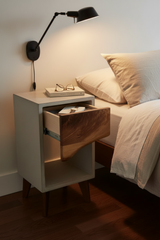 Classic -  Concrete and Live Edge Black Walnut Solid Wood Drawer Nightstand Side Table
