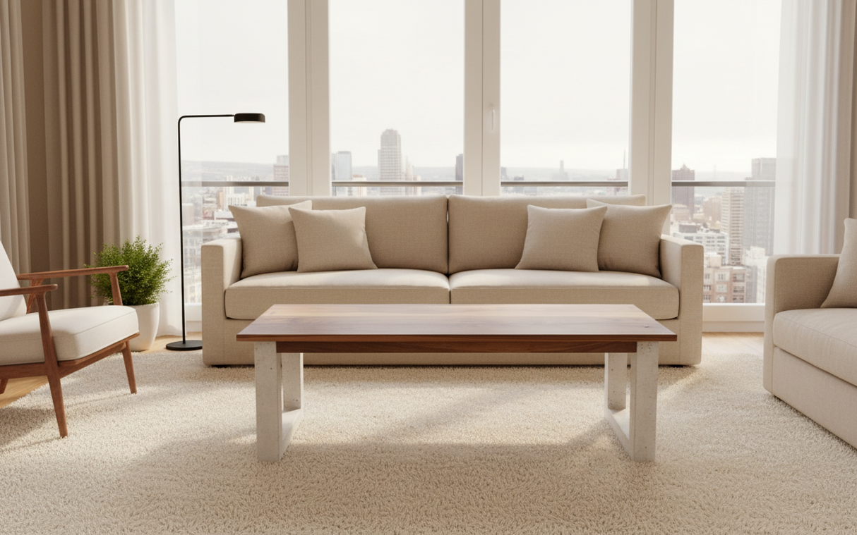 La Regis - Black Walnut & Concrete Legs Coffee Table