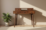 La Huche All Walnut - Mid-Century Modern Black Walnut Office Desk with Shelf and Drawers