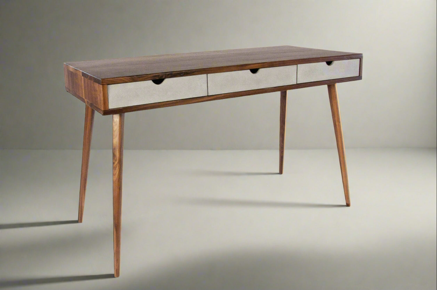 Mid-Century Black Walnut Office Desk with Cherry Wood Drawers