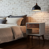 Straight Tall Dwarf - Concrete Cube and Straight Edge Black Walnut Drawer Bed Side Table Nightstand