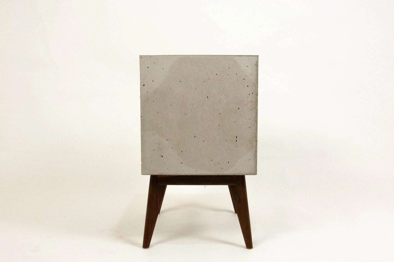 Straight Tall Dwarf - Concrete Cube and Straight Edge Black Walnut Drawer Bed Side Table Nightstand