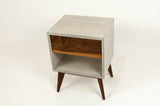 Classic - Table de chevet en bois de noyer noir massif avec tiroirs et bord droit