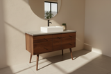 Hard Wood and Concrete Top Custom Bathroom Vanity