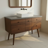 Hard Wood and Concrete Top Custom Bathroom Vanity