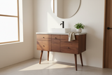 Hard Wood and Concrete Top Custom Bathroom Vanity