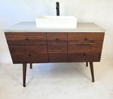Hard Wood and Concrete Top Custom Bathroom Vanity