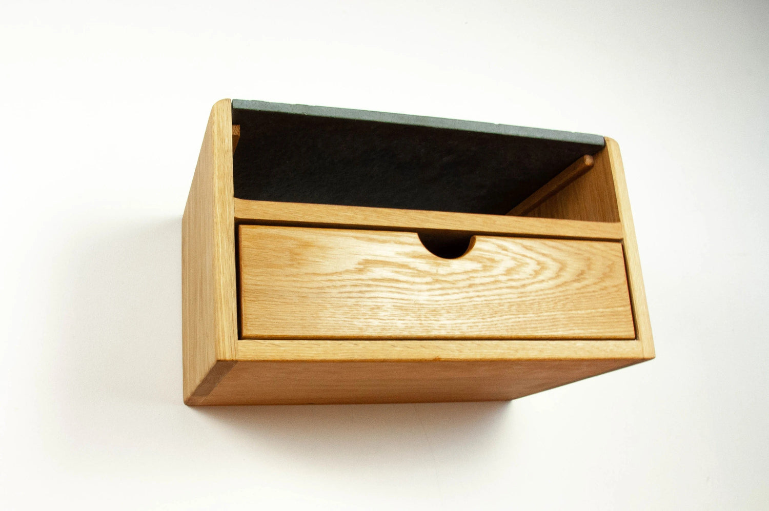 Aby Cloud - Floating White Oak Side Table Nightstand with Concrete Shelf