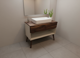 concrete and black walnut solid wood bathroom vanity