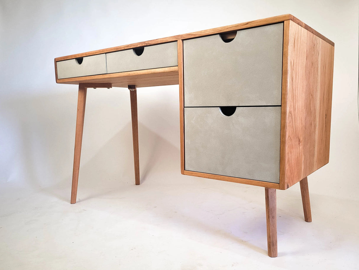 The Executive - Mid-century Modern Cherry Wood Office Desk with Versatile Storage Space