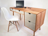 The Executive - Mid-century Modern Cherry Wood Office Desk with Versatile Storage Space