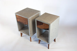 Classic - Nightstand in Concrete &  Live Edge Solid Wood Drawer