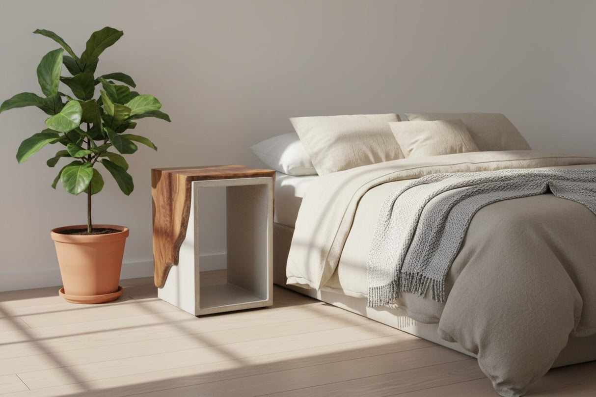 Custom TV Console and Black - Concrete Dark Grey and Black Walnut