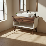 Concrete and Hard Wood Custom Bathroom Vanity with Wood Top and Drawers