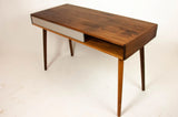 Two Third - Mid-Century Black Walnut Office Desk with concrete Drawers