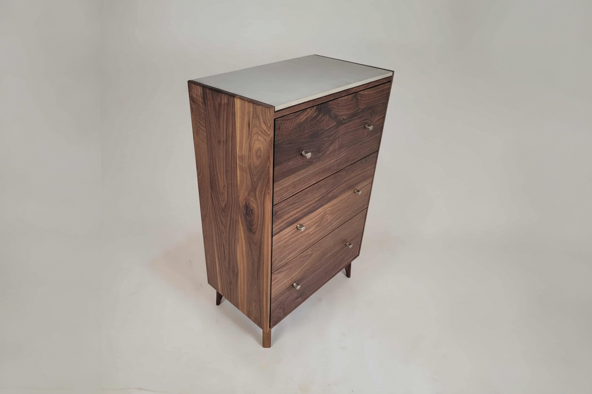 The Wilson - Mid-century Modern Dresser with concrete top