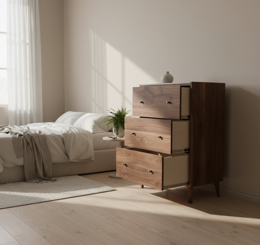 The Wilson - Mid-century Modern Dresser with concrete top