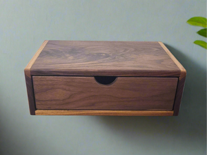 Cloud - Floating Walnut Nightstand with Black Walnut Drawer