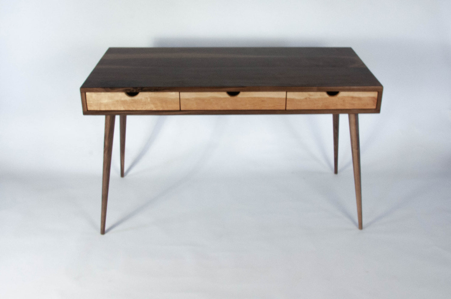 Black Walnut Office Desk with Cherry Wood Drawers