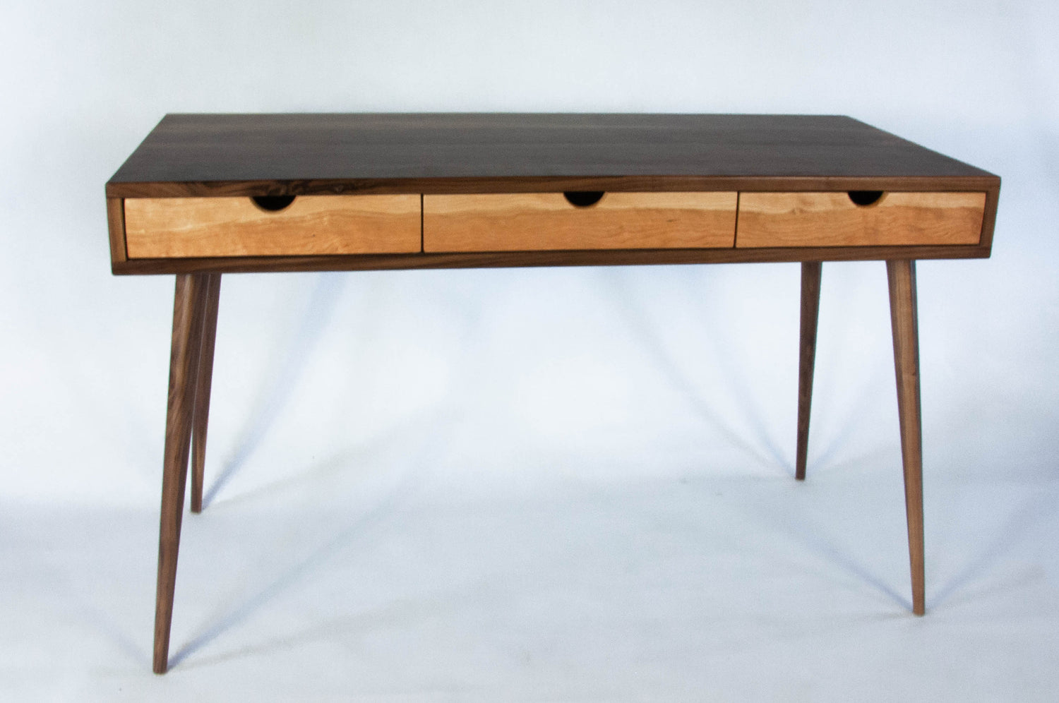Black Walnut Office Desk with Cherry Wood Drawers