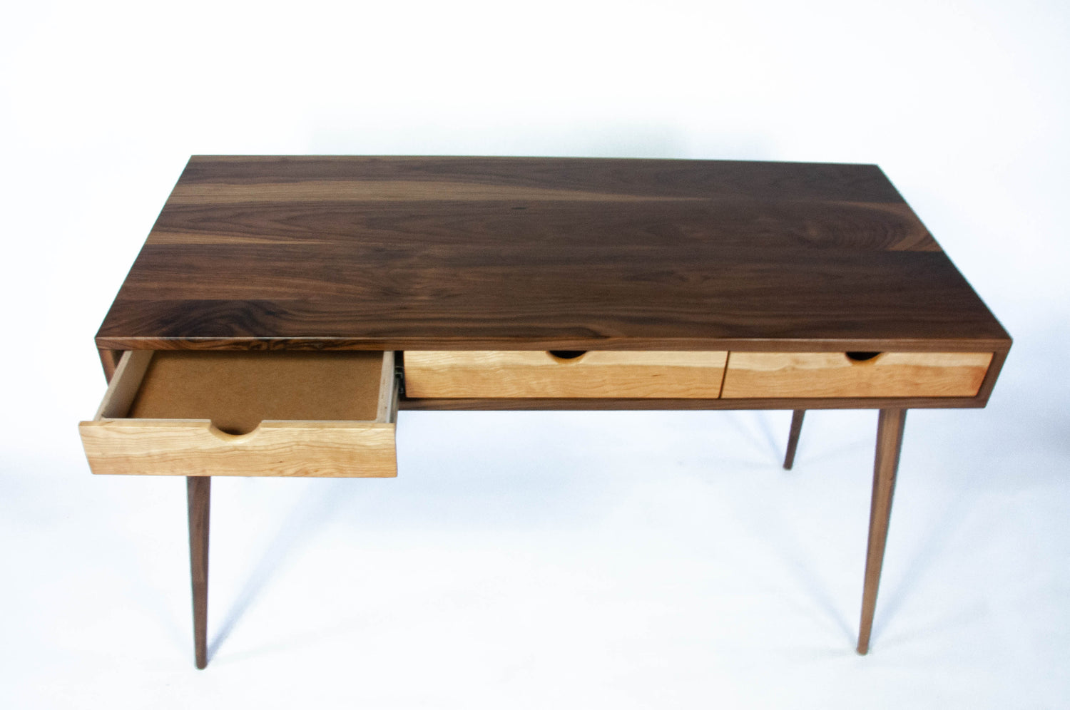 Black Walnut Office Desk with Cherry Wood Drawers