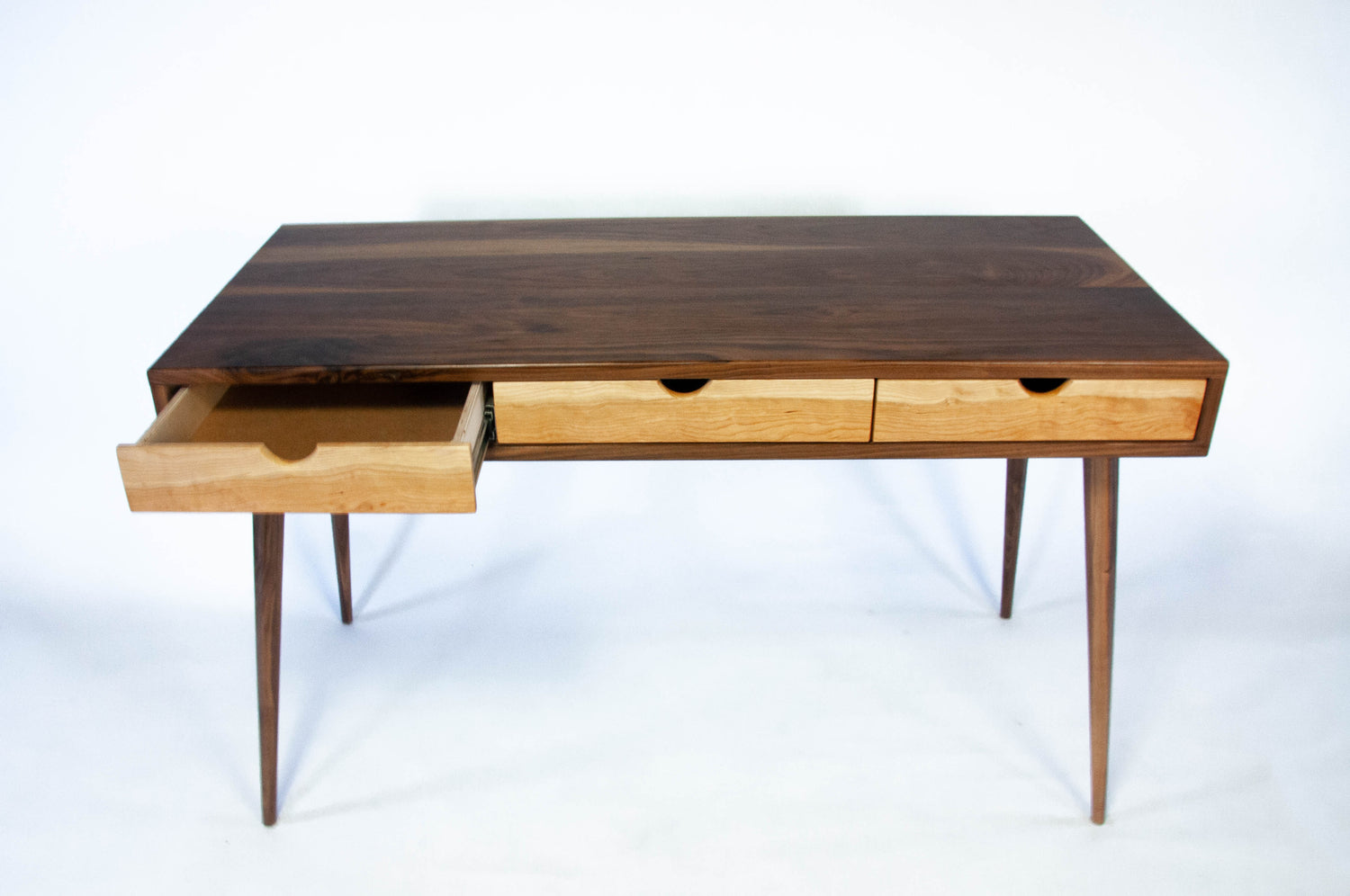 Black Walnut Office Desk with Cherry Wood Drawers