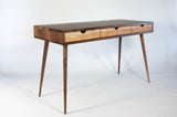 Mid-Century Black Walnut Office Desk with Cherry Wood Drawers
