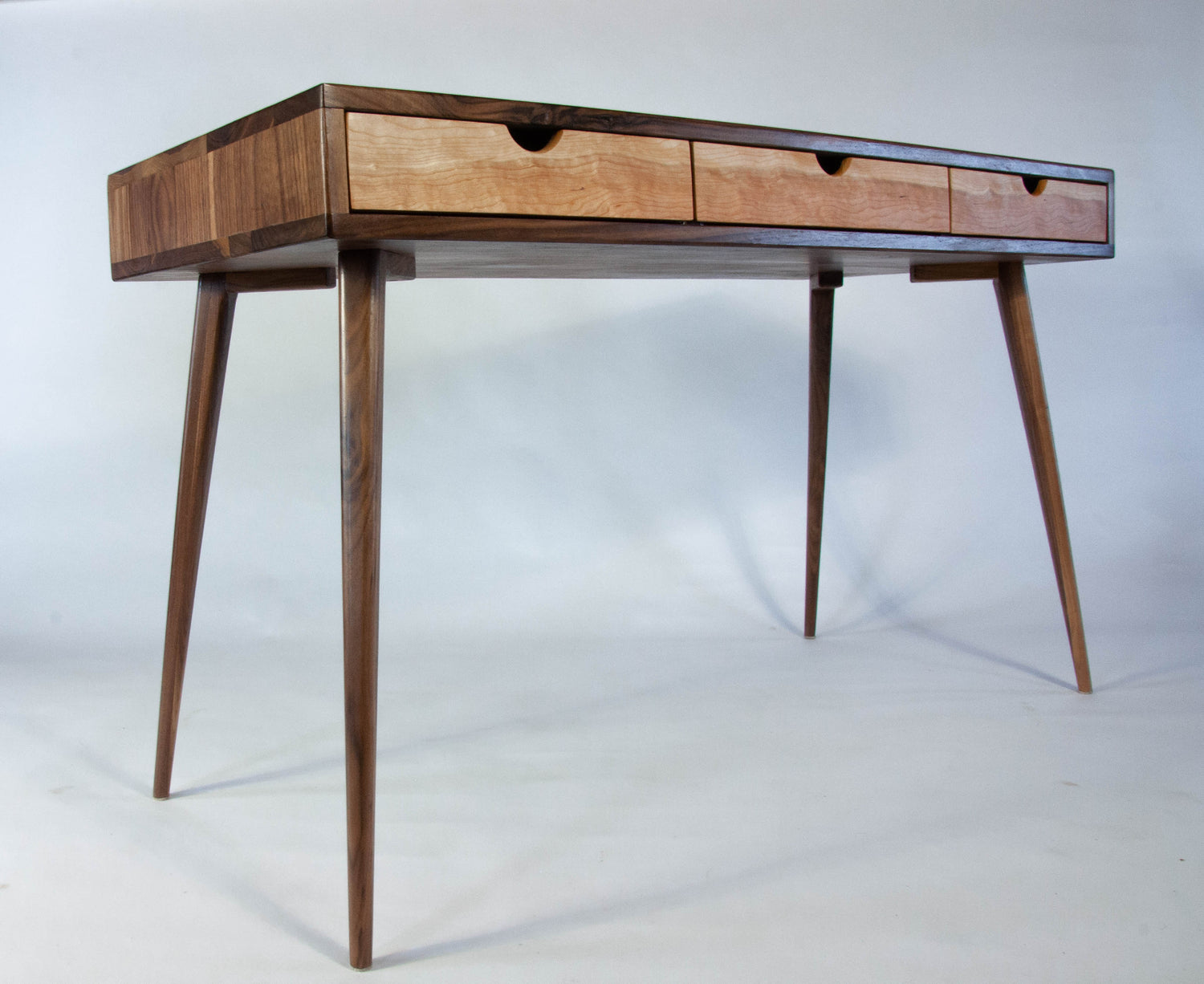 Black Walnut Office Desk with Cherry Wood Drawers