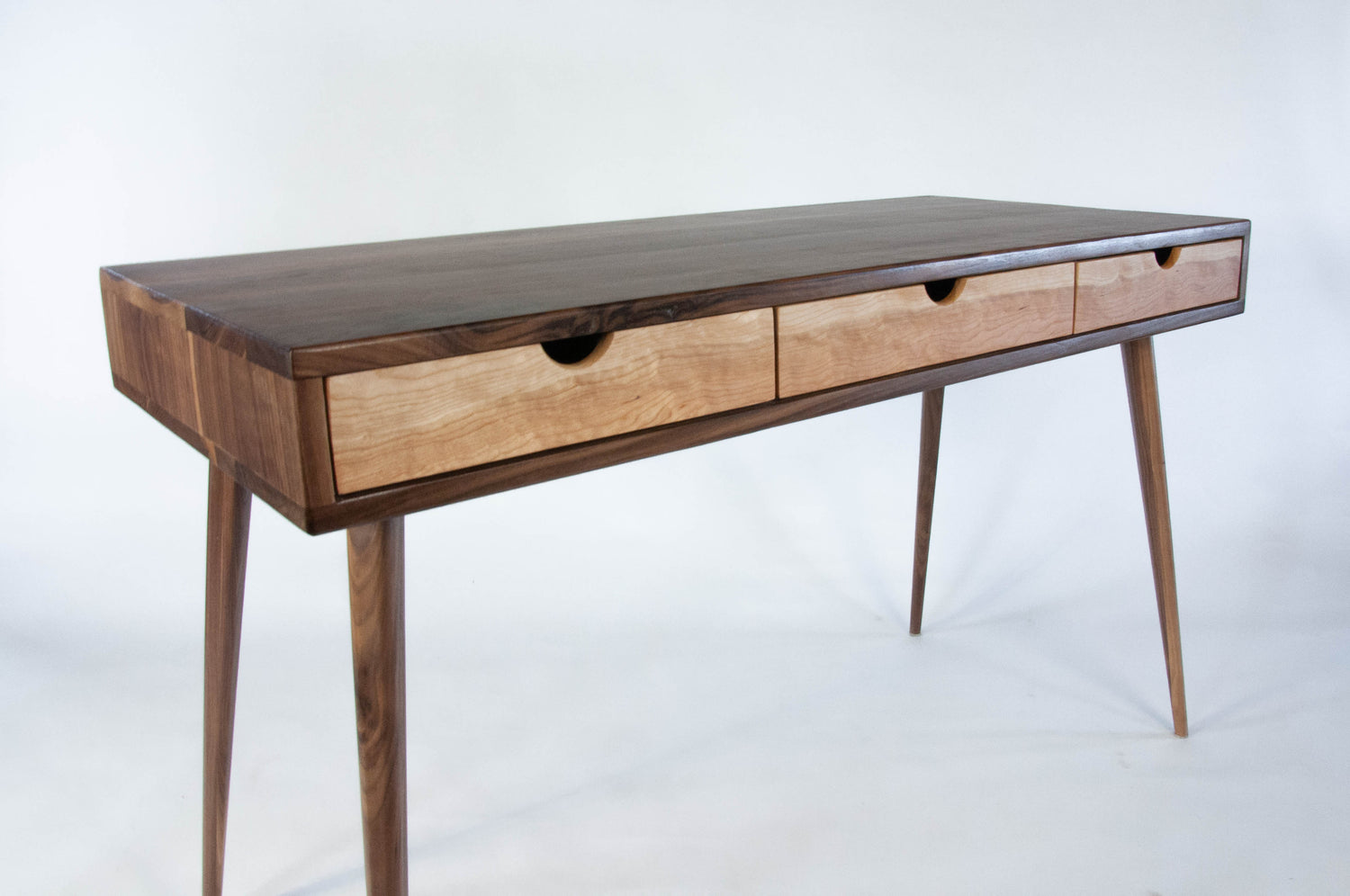 Black Walnut Office Desk with Cherry Wood Drawers