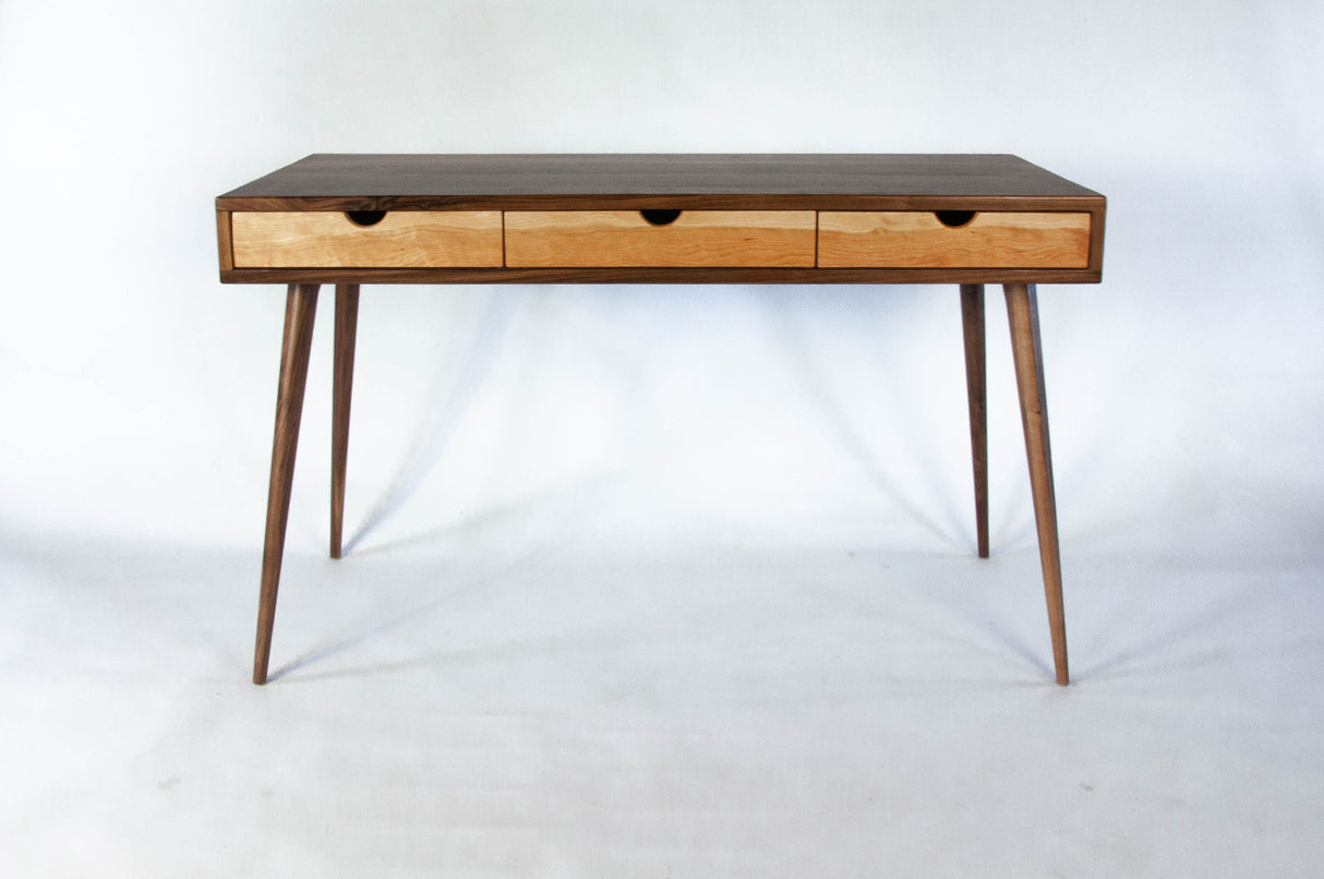 Black Walnut Office Desk with Cherry Wood Drawers