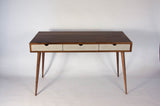 Black walnut office desk with three concrete drawers