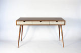 Black walnut office desk with three concrete drawers