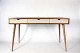 Black walnut office desk with three concrete drawers