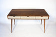 Black walnut office desk with three concrete drawers