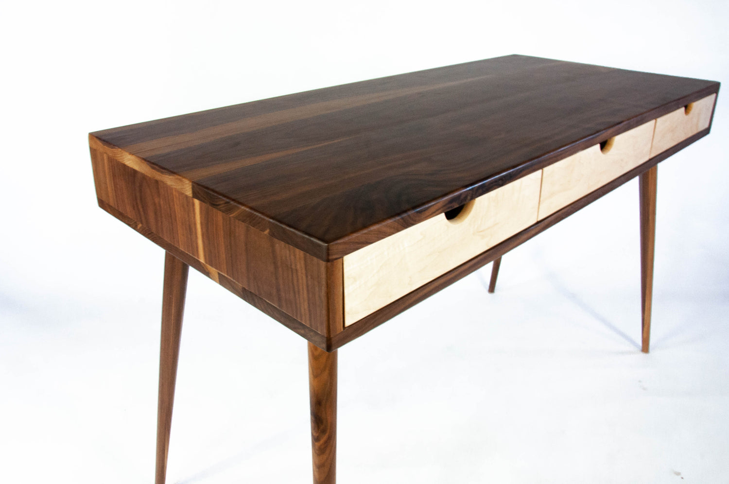 Black Walnut Office Desk with Maple Wood Drawers