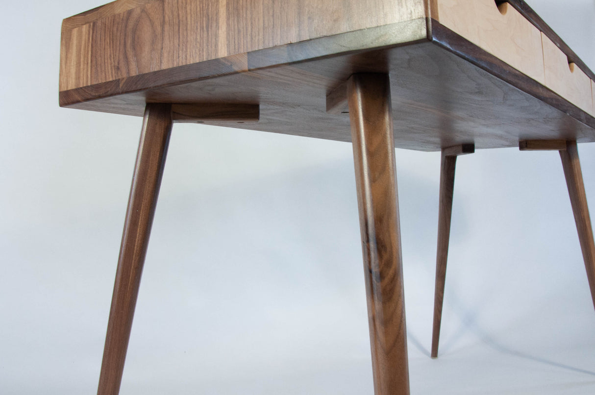 Black Walnut Office Desk with Maple Wood Drawers